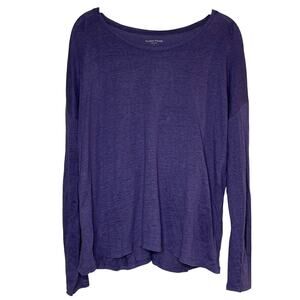 Eileen Fisher Purple 100% Linen Shirt Size S Long Sleeves